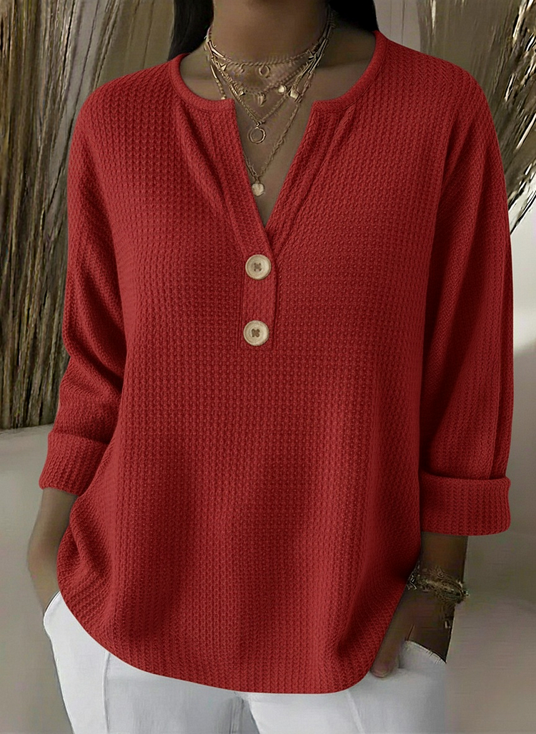 Lucía - Camiseta Henley con Textura Waffle y Botones - vista 3