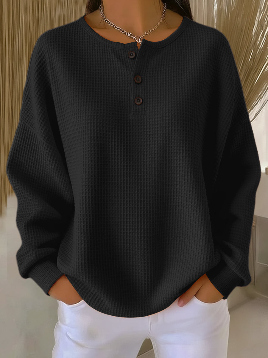 Milagros - Sudadera Henley de Textura Waffle - vista 4