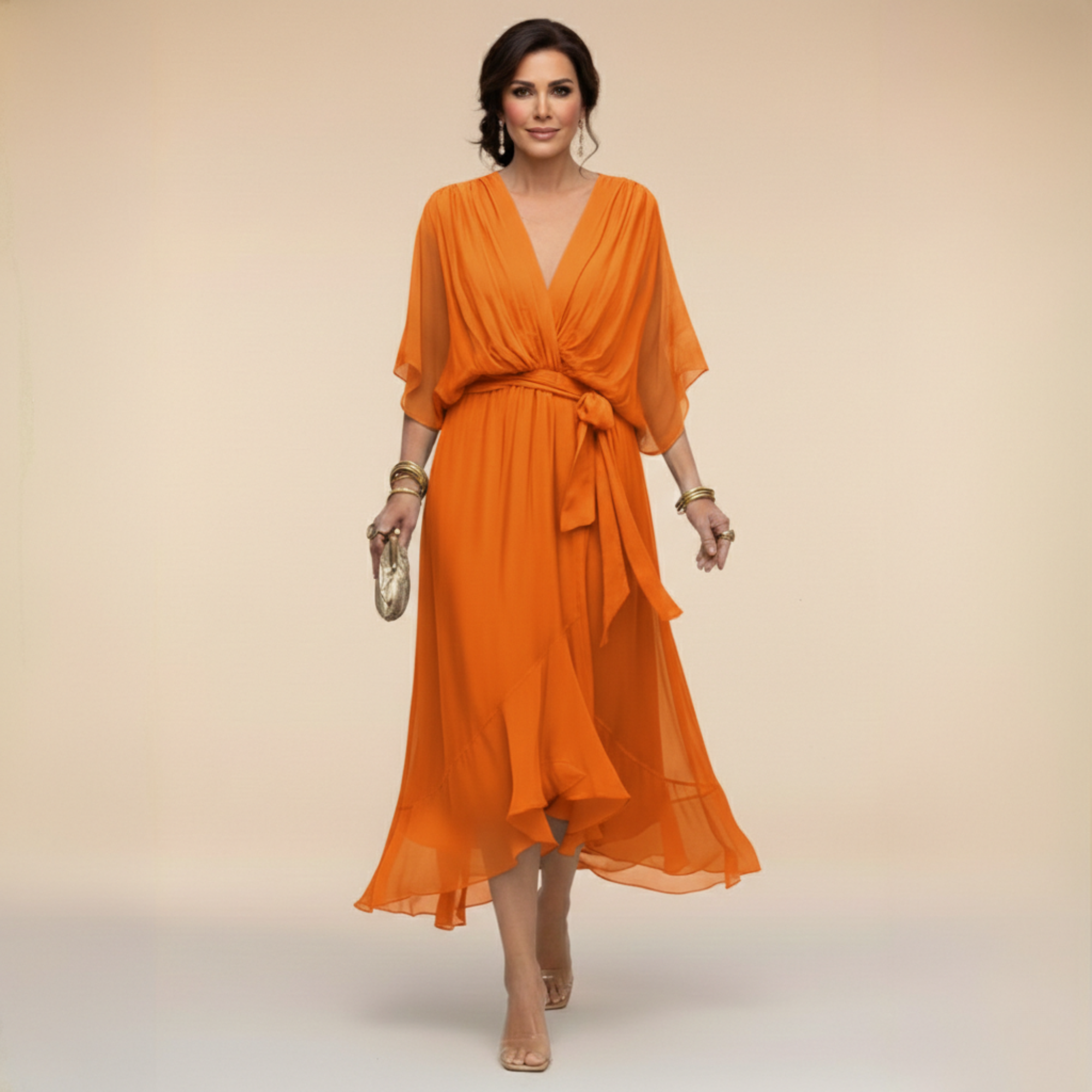 Monica™ | Vestido Elegante De Chifón Con Escote En V
