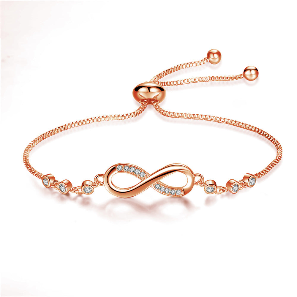 Pulsera Ajustable Chic de Oro Rosa Infinito