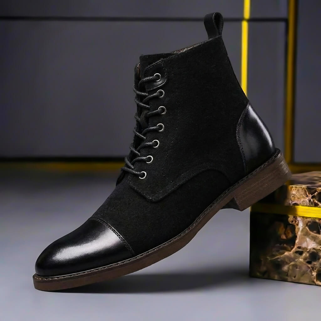 Rubén - Botas de Piel y Lana con Paneles Texturizados - vista 3
