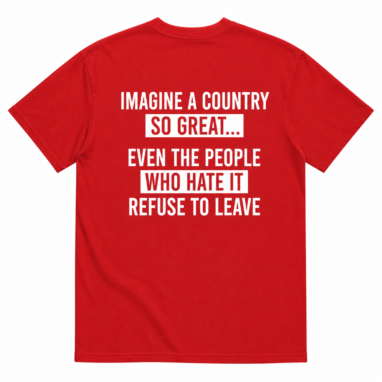 IMAGINE A COUNTRY SO GREAT T-SHIRT (BACK PRINT)