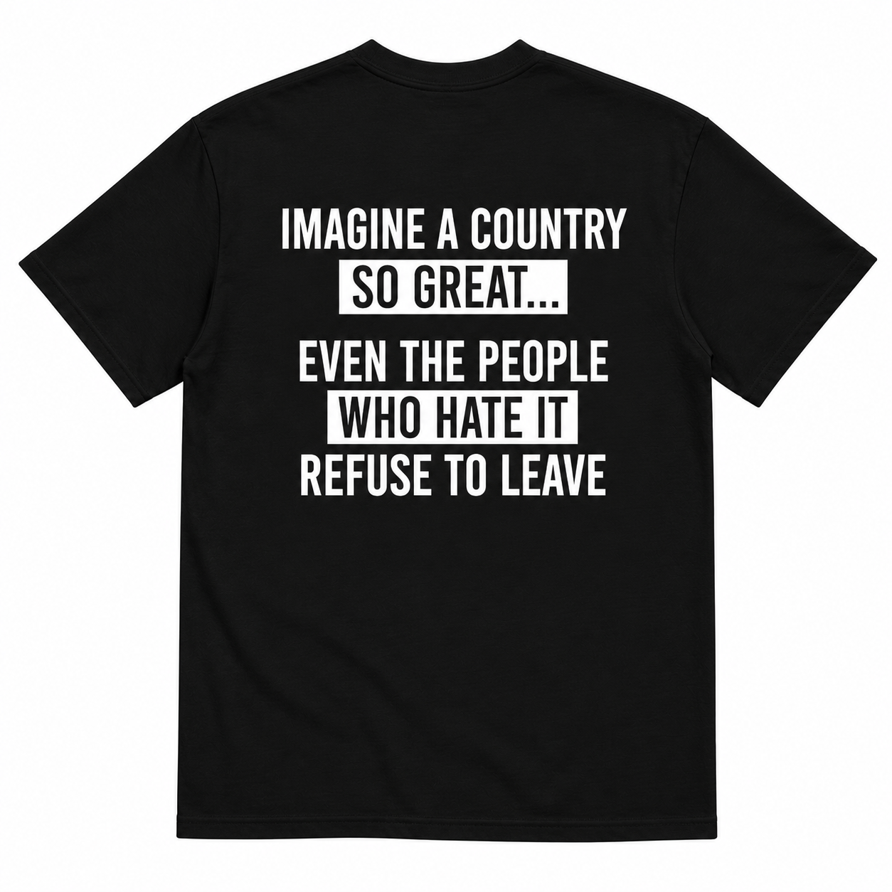 IMAGINE A COUNTRY SO GREAT T-SHIRT (BACK PRINT)