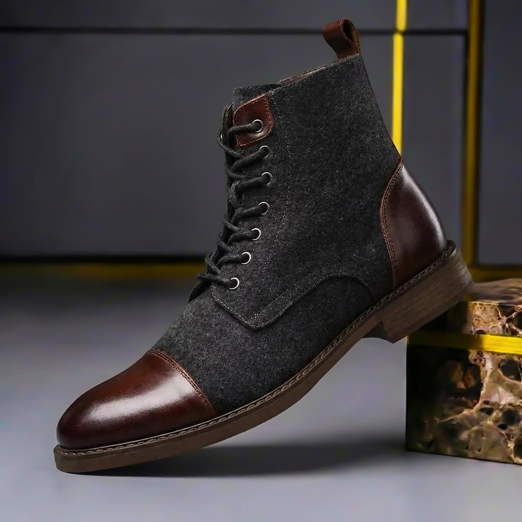 Rubén - Botas de Piel y Lana con Paneles Texturizados - vista 2