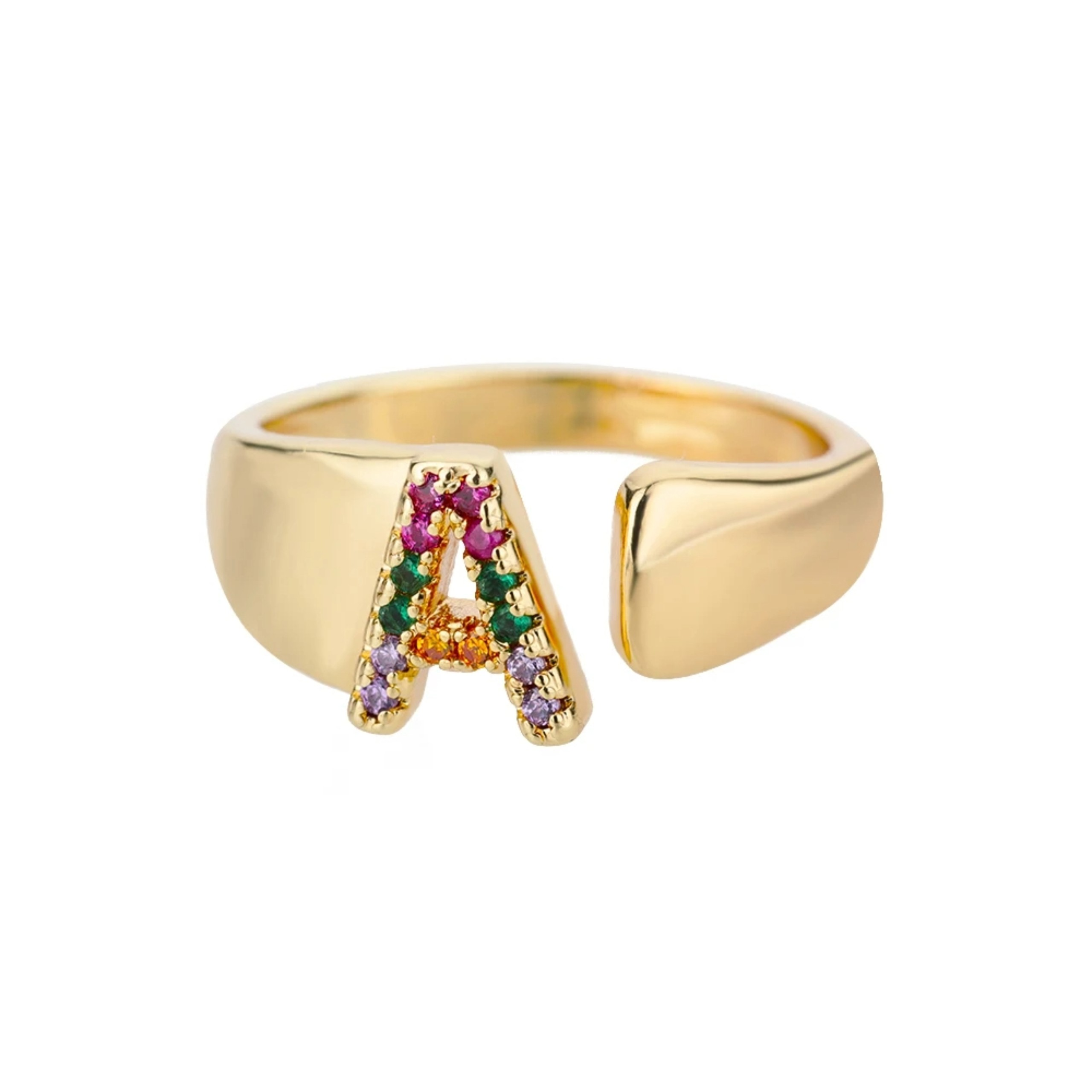 Anillo de Oro con Letra Personalizada (Ajustable)