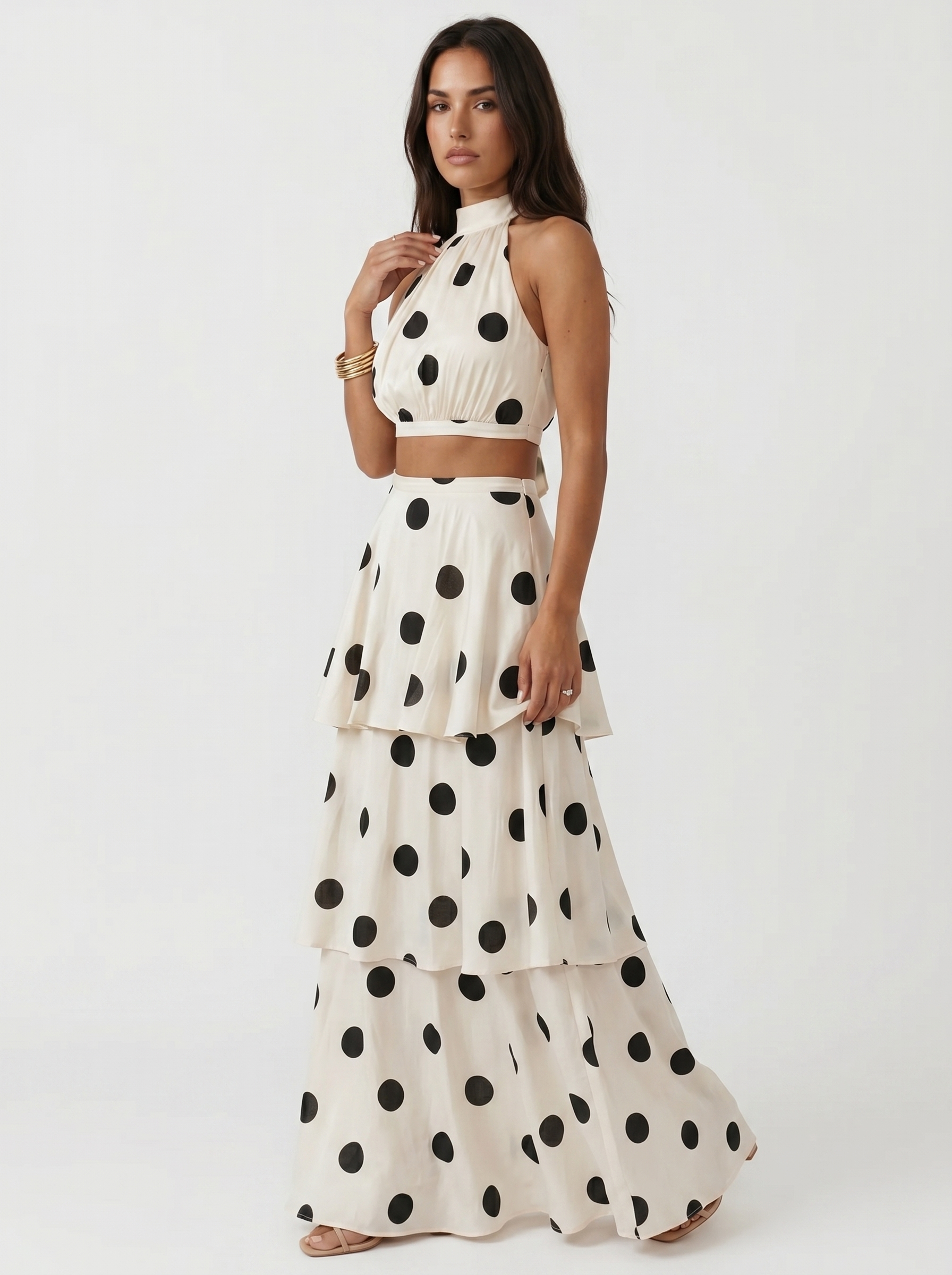 Lucía™ | Conjunto de Top y Falda Larga de Lunares