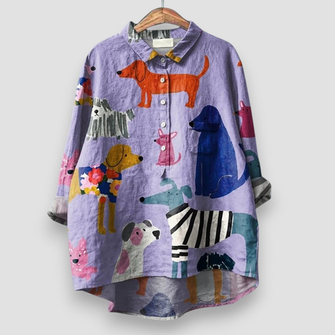 Kathrin™ | Blusa Fresca con Diseño de Perritos y Tela de Alta Calidad