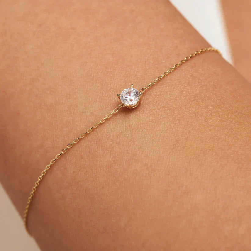 Pulsera Diamante de Piedra | Oro Blanco
