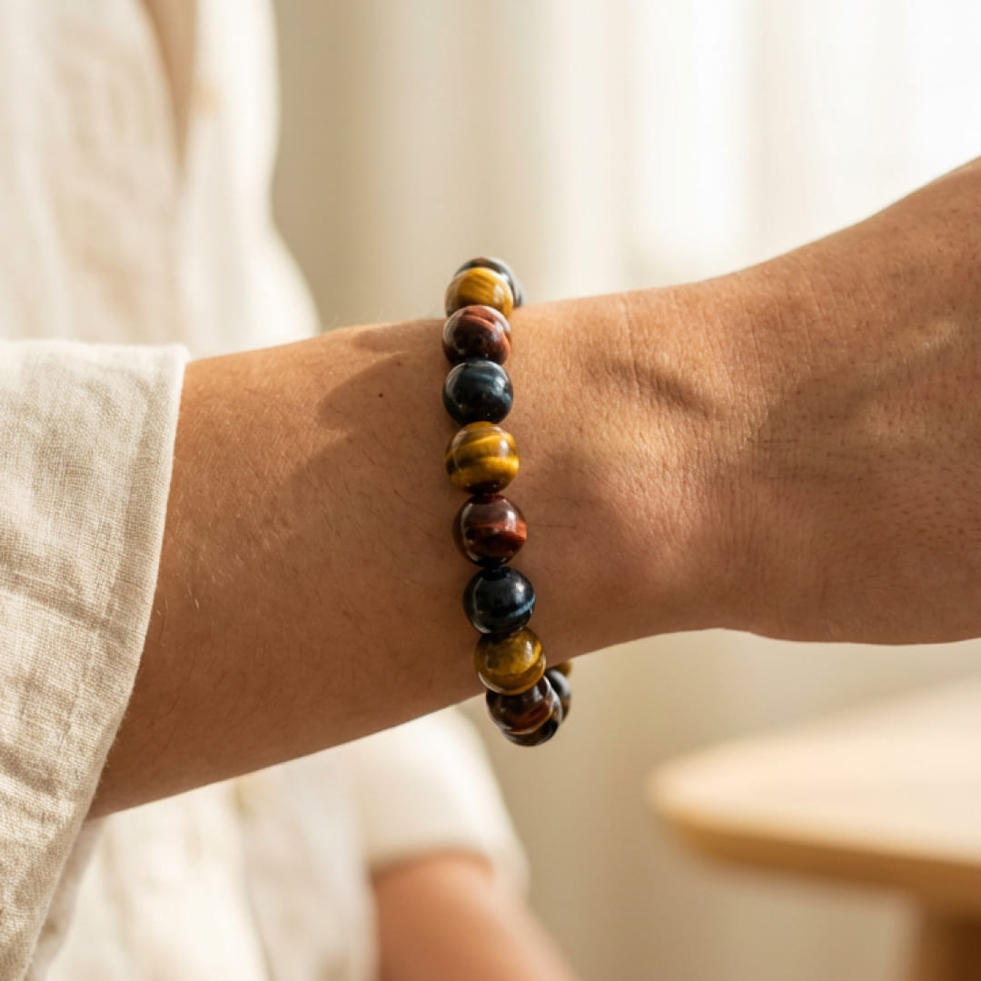 Triple Protección™ | Pulsera de Ojo de Tigre, Ojo de Toro y Ojo de Halcón