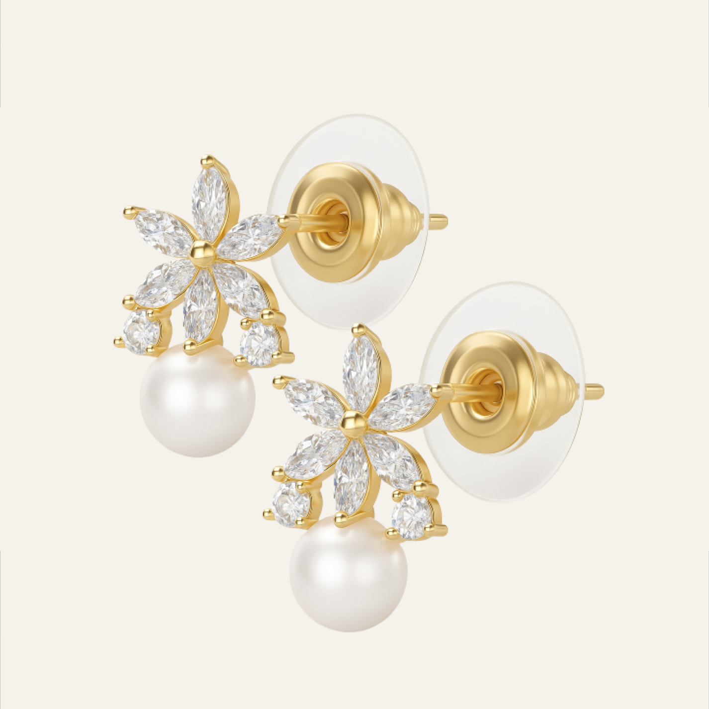 Flor De Luz™ | Aretes De Moissanita Con Baño De Oro 18K