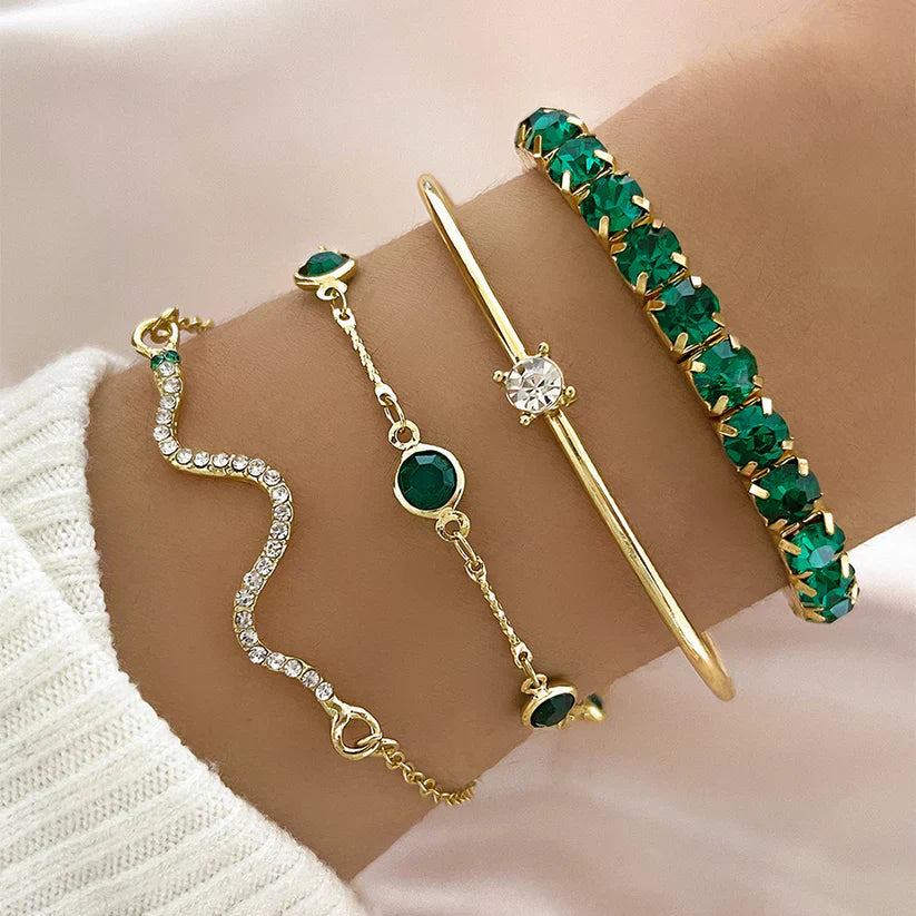 Conjunto de Pulseras Esmeralda Pura