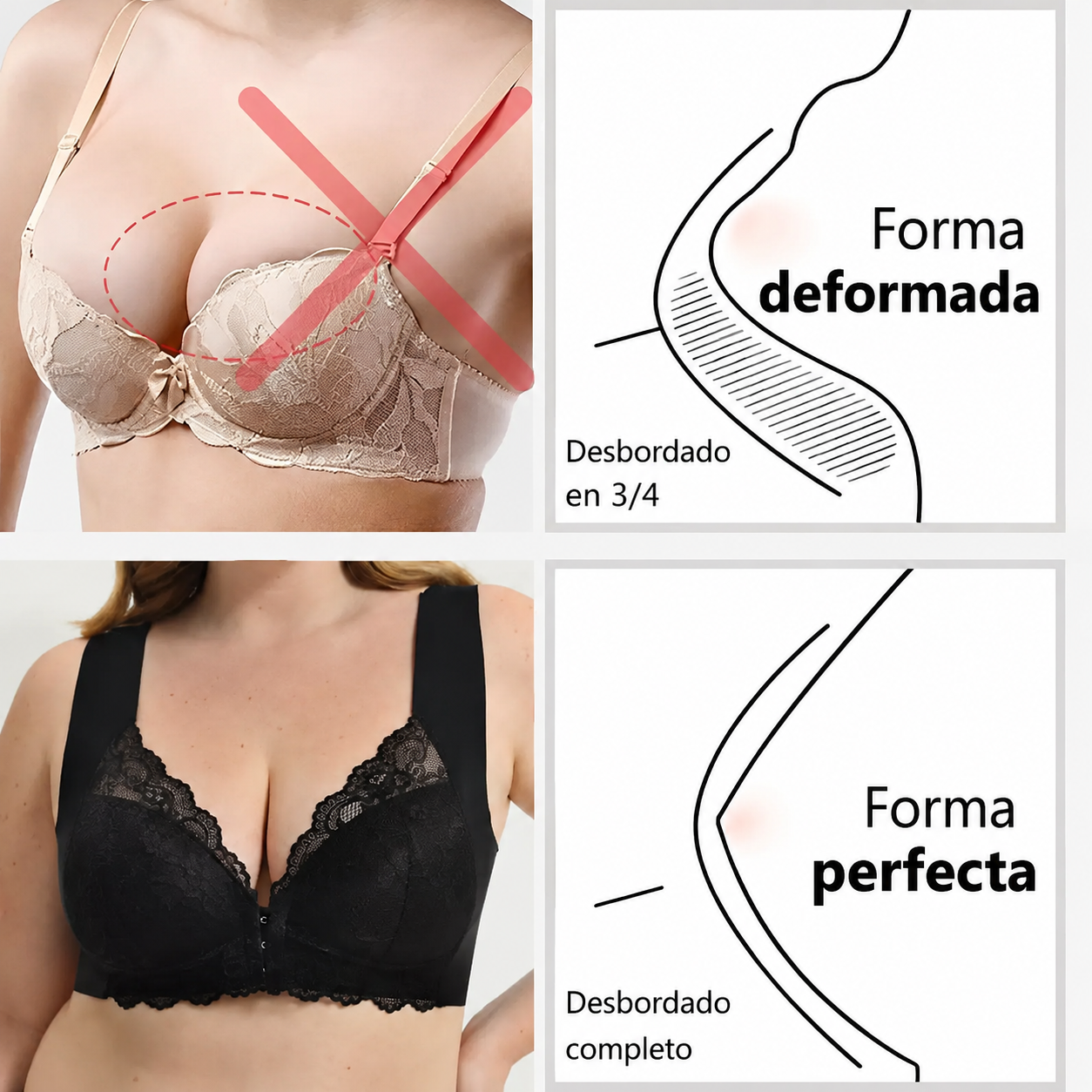(PACK DE 3) Brasieres Moldeadores sin Varilla con Broche Frontal ComfortFit™