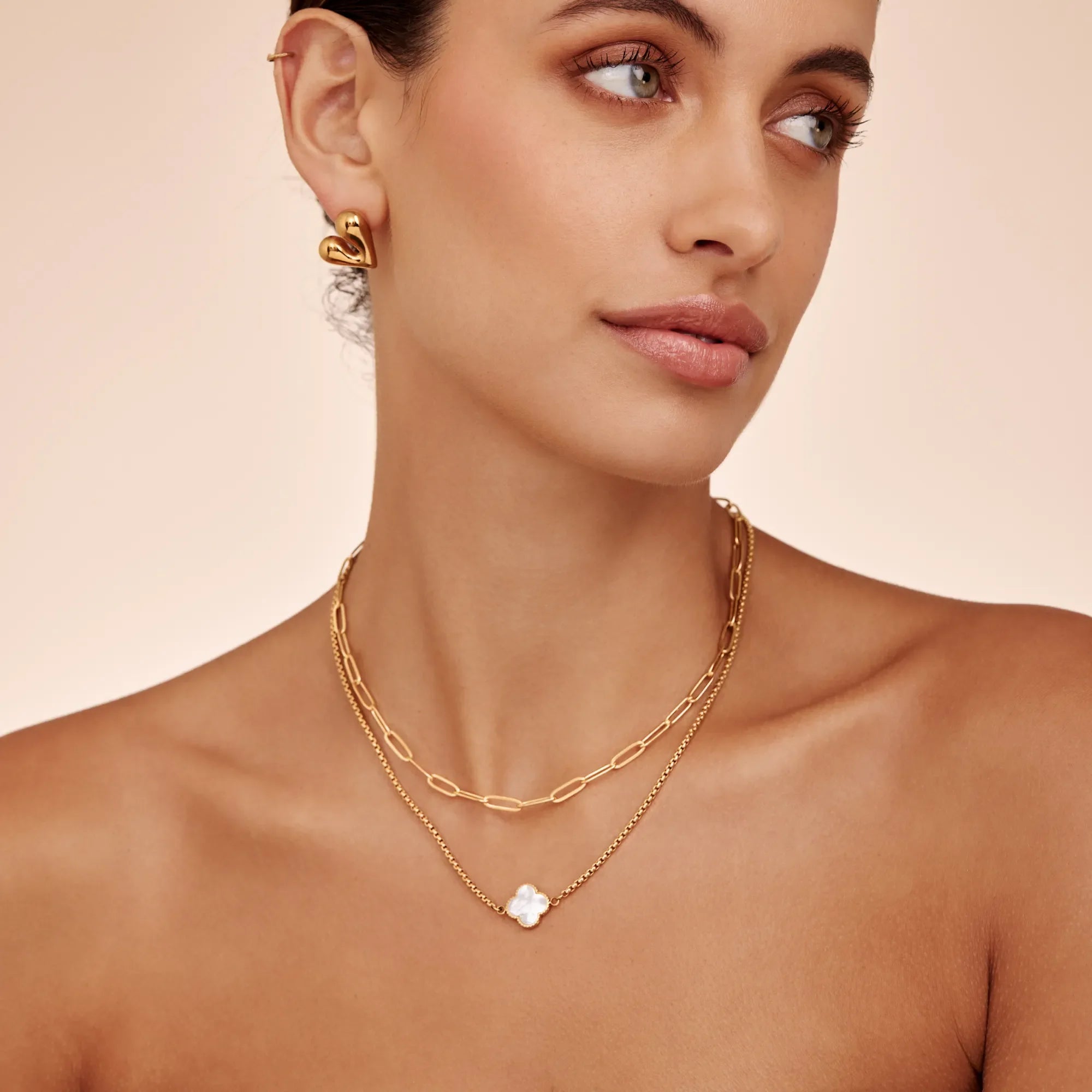 Collar Trébol Nácar Dorado