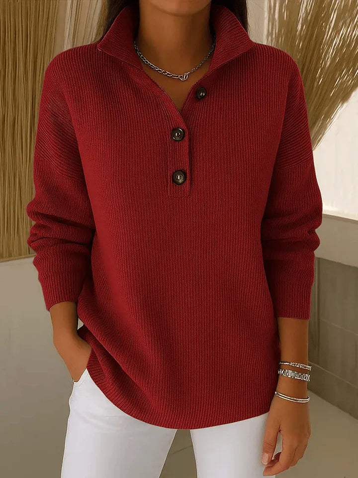 Amparo - Suéter Polo de Punto con Cuello en V - vista 3
