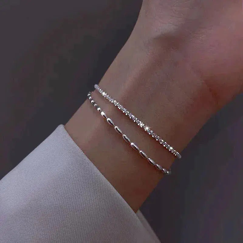 Set de Pulseras Elegantes de Plata con Circonitas