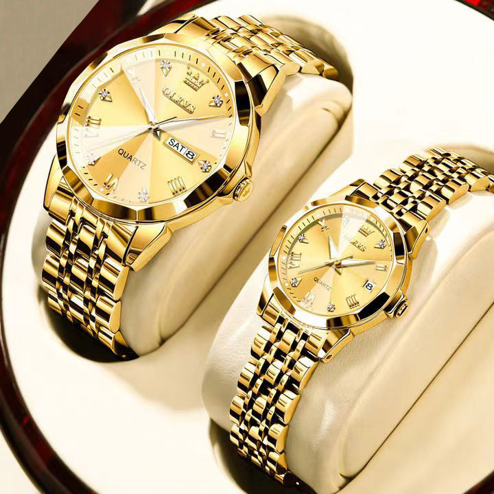Reloj OLEVS™ para Parejas | Elegancia en Oro, Premium