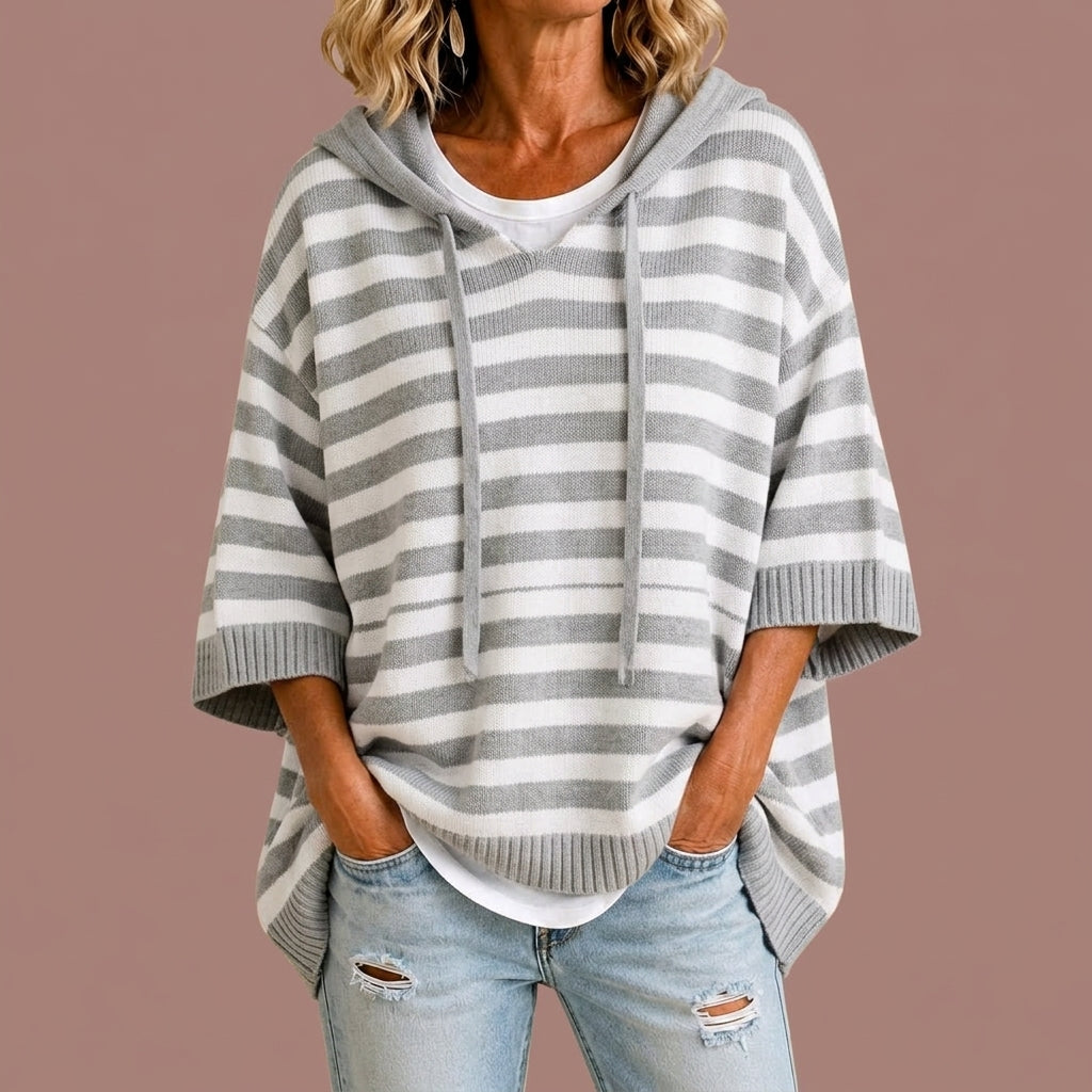 Lorena - Poncho de Punto a Rayas con Capucha - vista 5