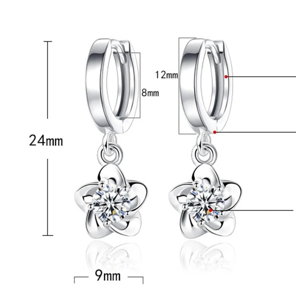Pendientes de Plata Sterling con Circonitas Violeta y Blanco