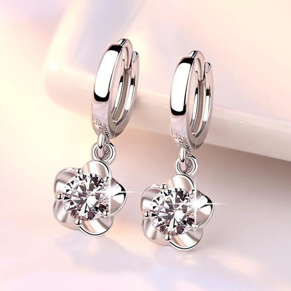 Pendientes de Plata Sterling con Circonitas Violeta y Blanco
