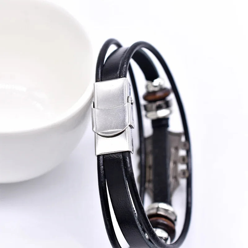 Pulsera de Cuero de Guitarra Hecha a Mano