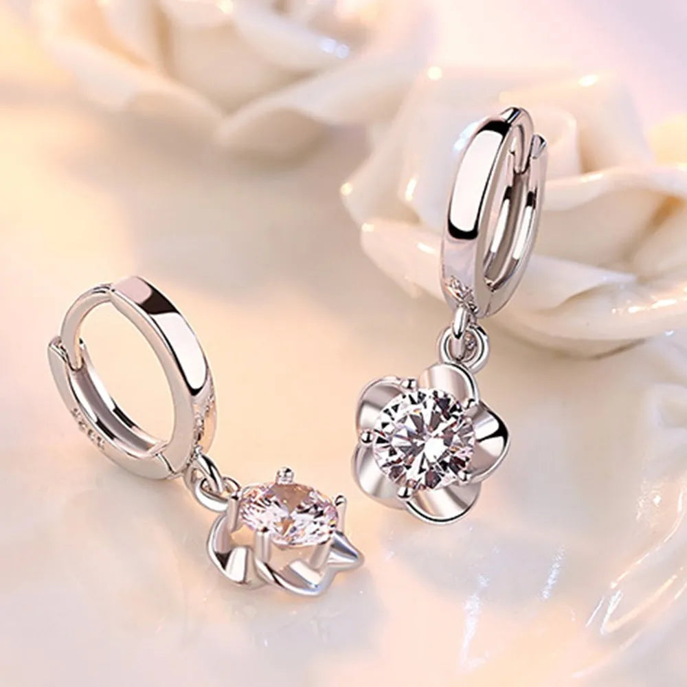 Pendientes de Plata Sterling con Circonitas Violeta y Blanco