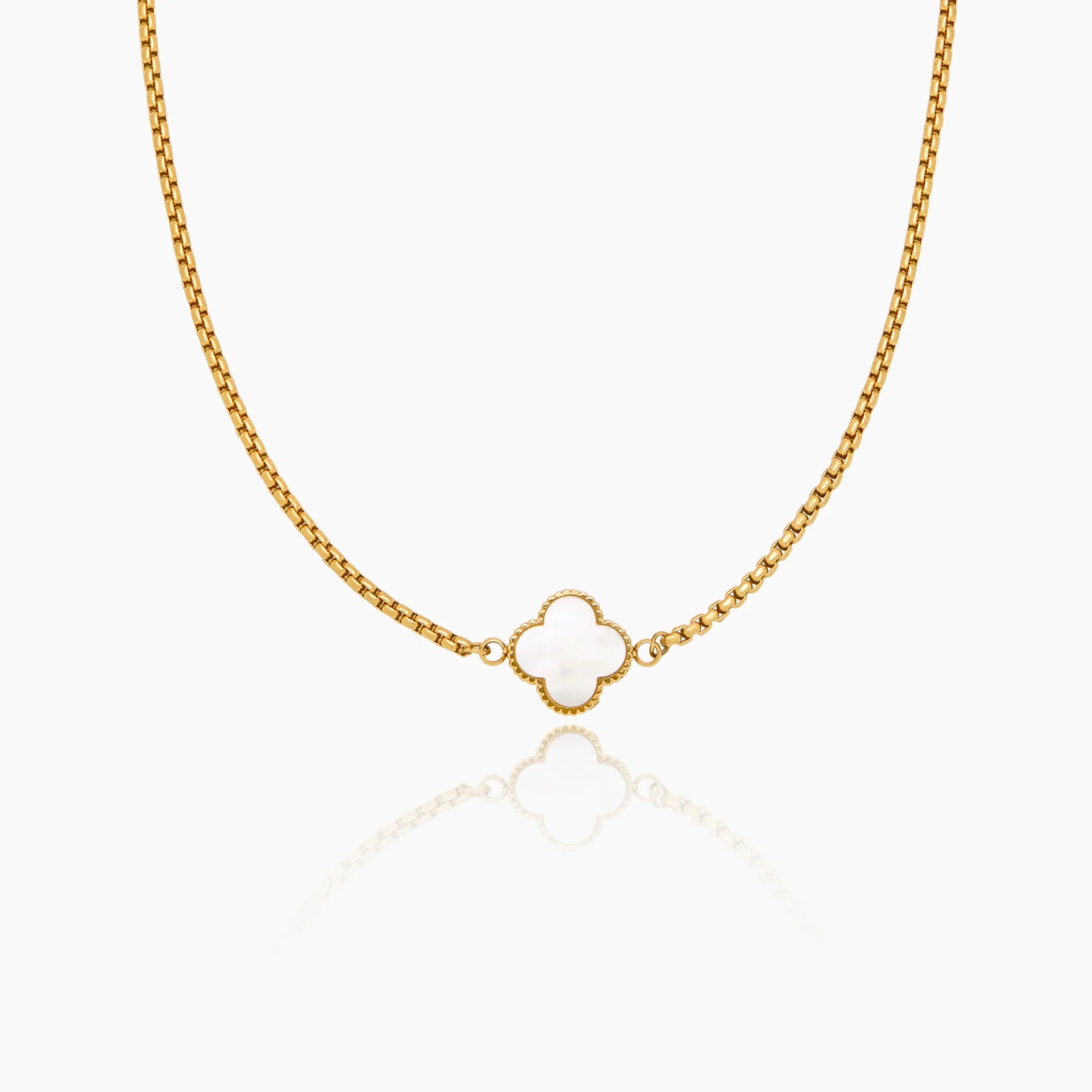 Collar Trébol Nácar Dorado