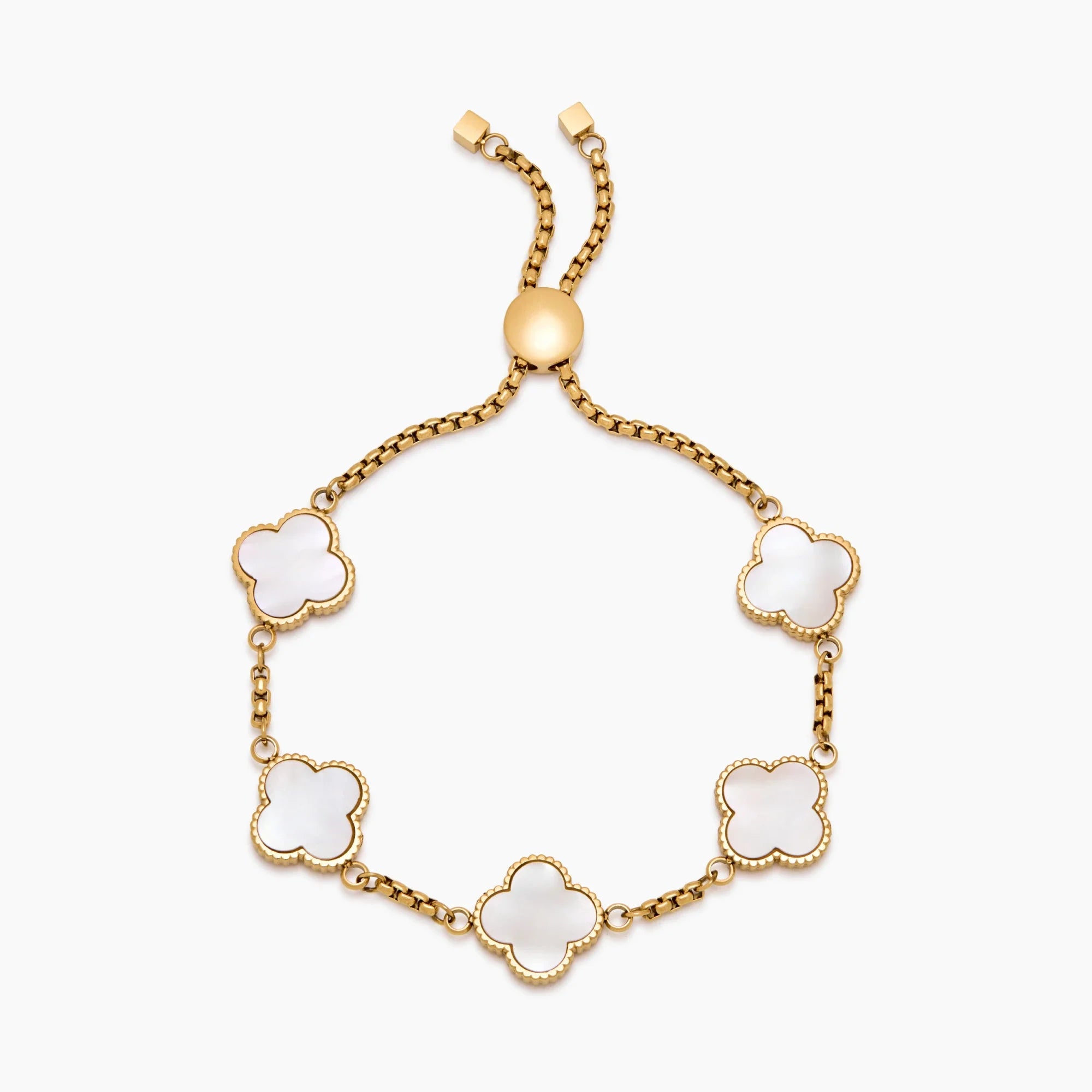 Pulsera Trébol Nácar Dorada