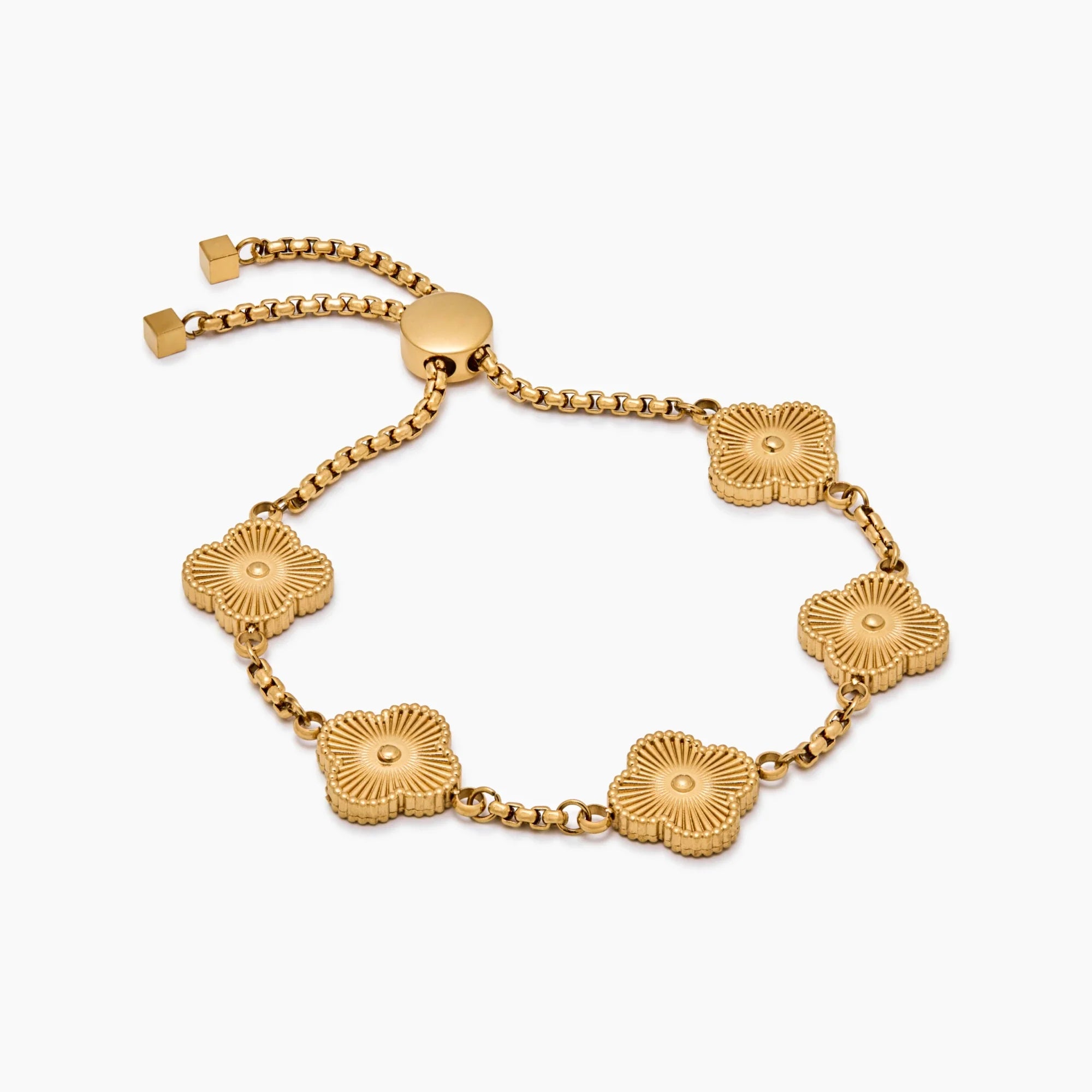 Pulsera Trébol Nácar Dorada