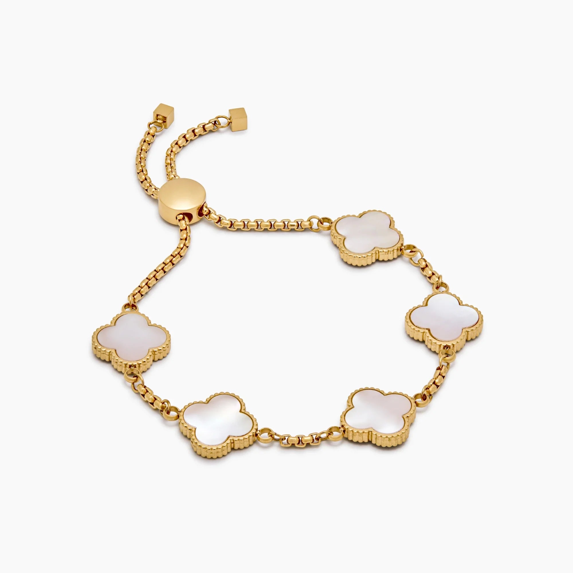 Pulsera Trébol Nácar Dorada