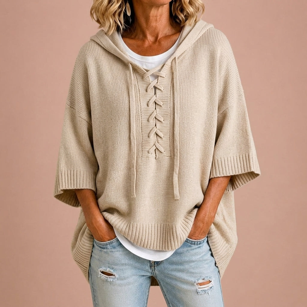Claudia - Poncho de Punto Amplio con Capucha - vista 1