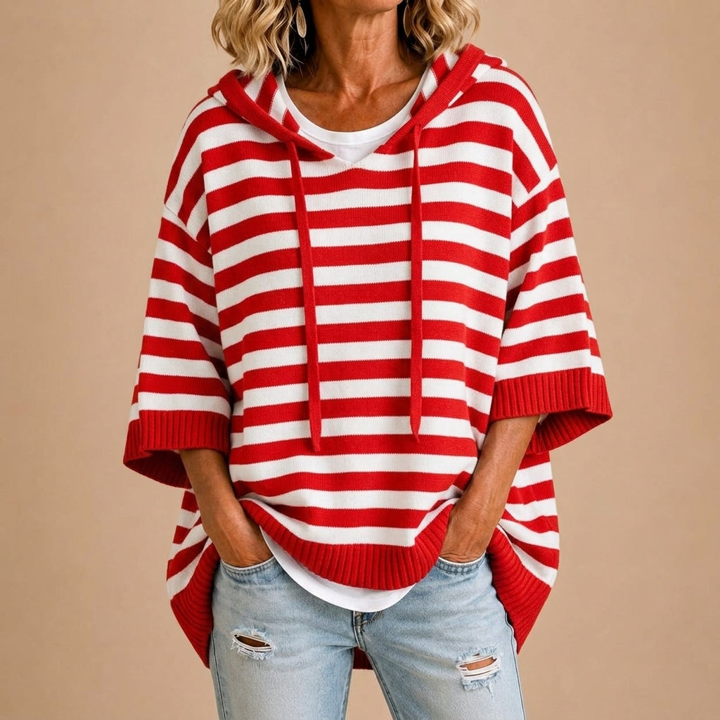 Lorena - Poncho de Punto a Rayas con Capucha - vista 4
