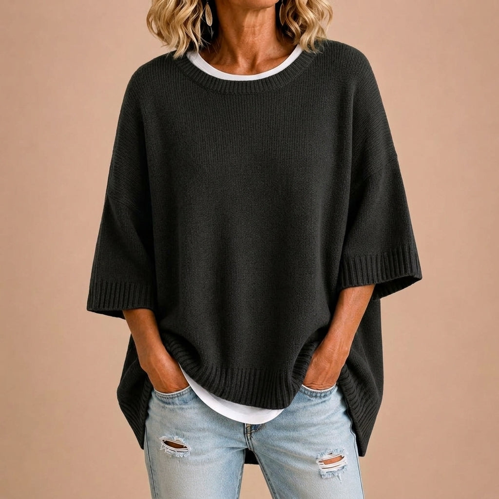 Estefanía - Poncho de Punto Amplio de Línea Limpia - vista 1