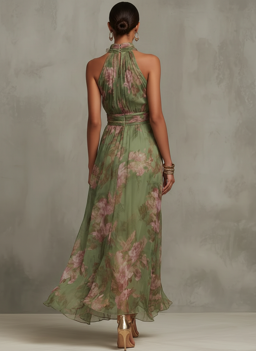 Vestido Serena™ - Chifón Floral Con Cuello Halter