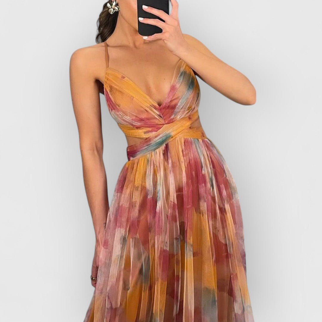Verity™ | Vestido largo elegante con estampado floral que realza tu figura