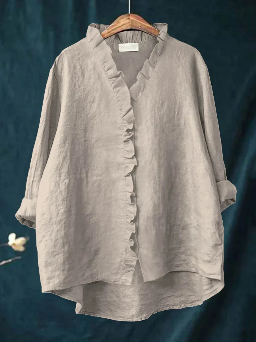 Sanela™ | Blusa de Lino y Algodón con Volantes