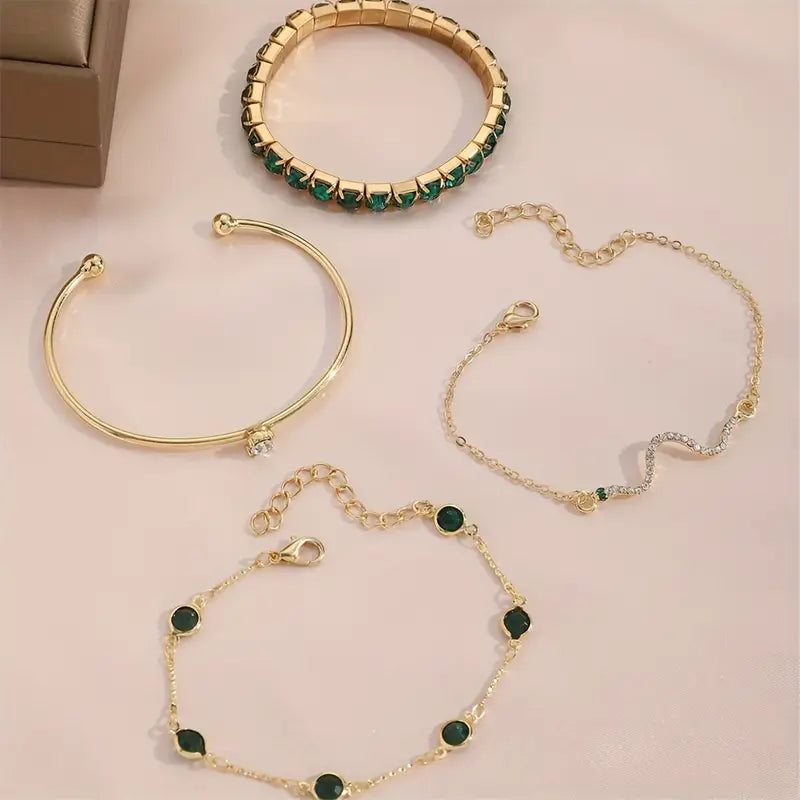 Conjunto de Pulseras Esmeralda Pura