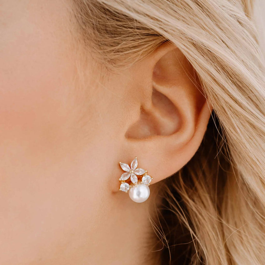 Flor De Luz™ | Aretes De Moissanita Con Baño De Oro 18K