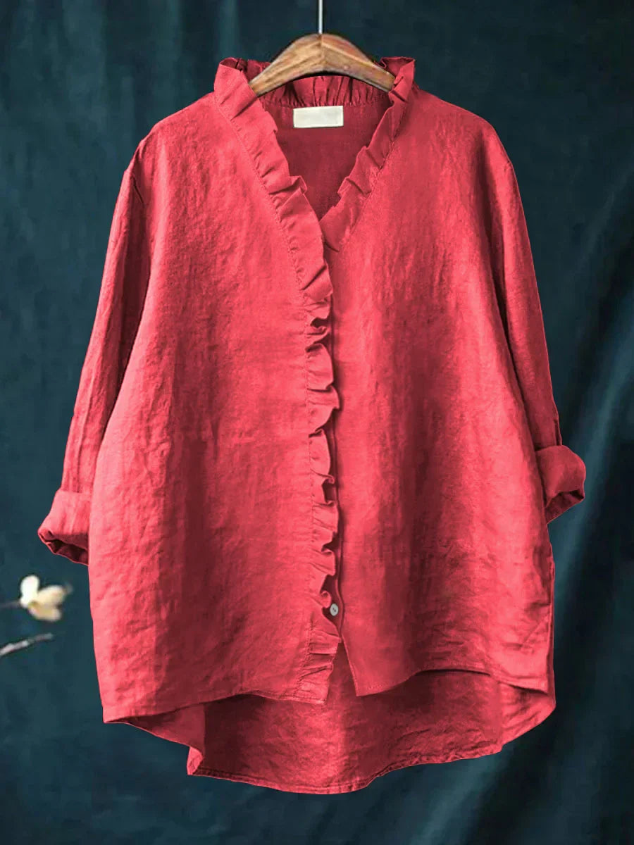 Sanela™ | Blusa de Lino y Algodón con Volantes