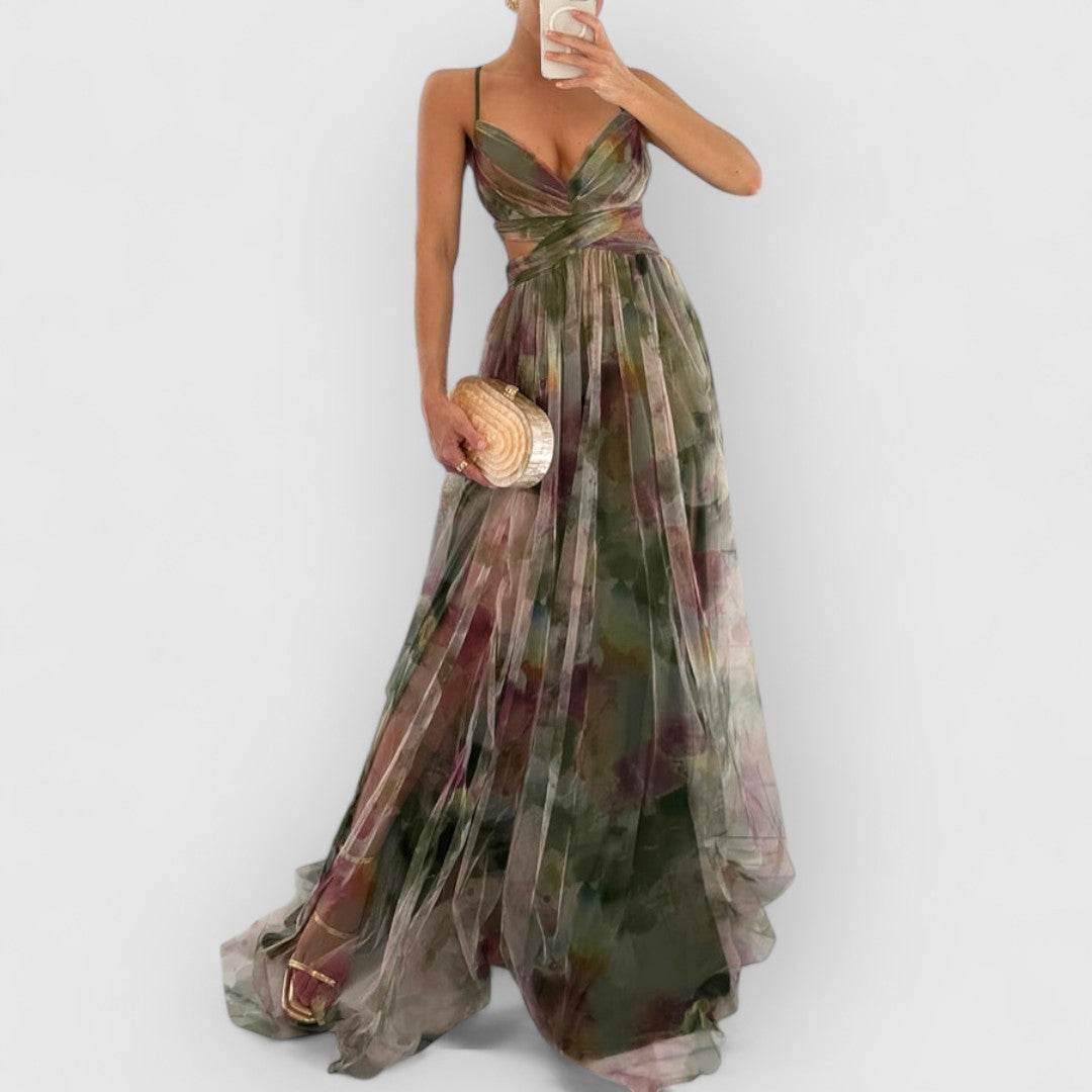 Verity™ | Vestido largo elegante con estampado floral que realza tu figura