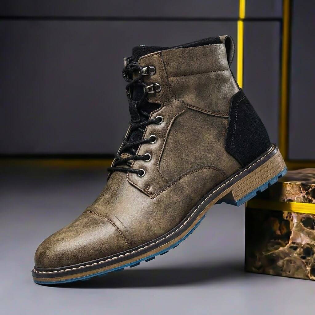 Guillermo - Botas Bicolor de Piel con Suela Azul - vista 4