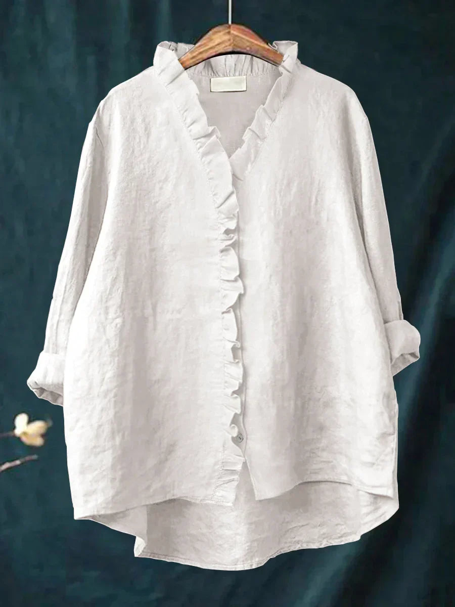 Sanela™ | Blusa de Lino y Algodón con Volantes