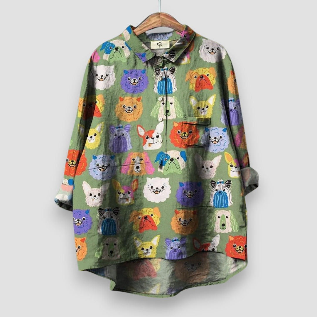 Kathrin™ | Blusa Fresca con Diseño de Perritos y Tela de Alta Calidad