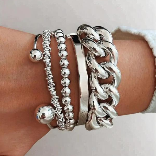 Set de 5 Pulseras Gruesas Apilables