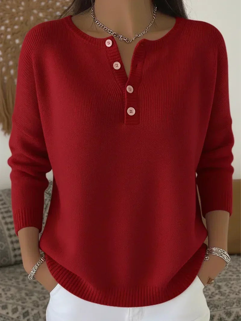Helena - Suéter de Punto con Botones Henley - vista 3