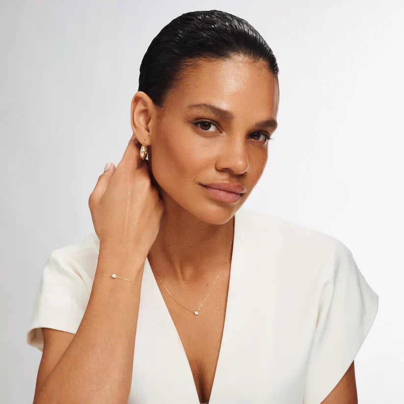 Pulsera Diamante de Piedra | Oro Blanco