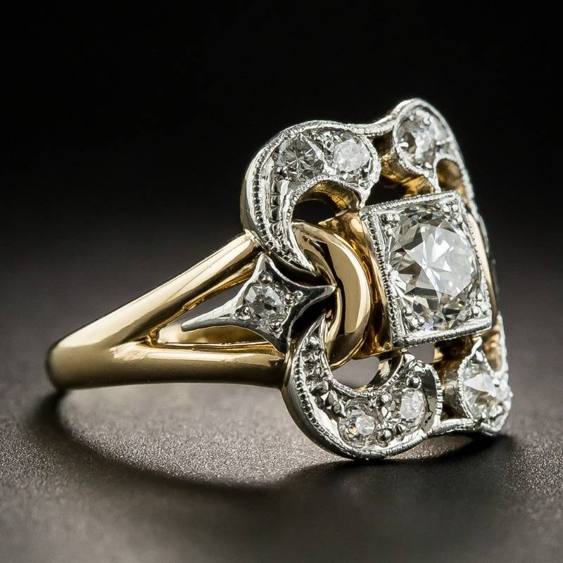 Anillo Vintage de Circonia Dorado