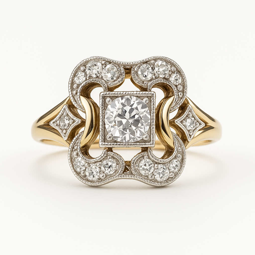 Anillo Vintage de Circonia Dorado