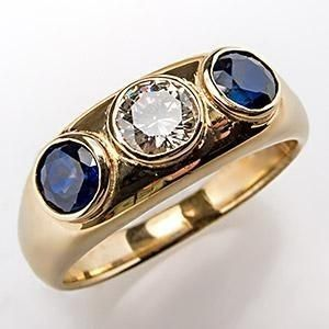 Anillo Vintage de Oro con Incrustación de Vidrio Azul y Circonio