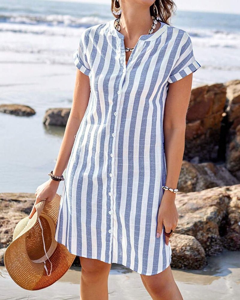 Valentina™ | Vestido Camisero de Rayas Elegante