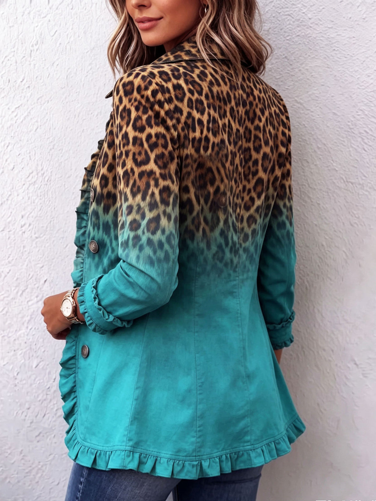 Mercedes - Chaqueta Blazer Leopardo Degradé con Volantes - vista 4